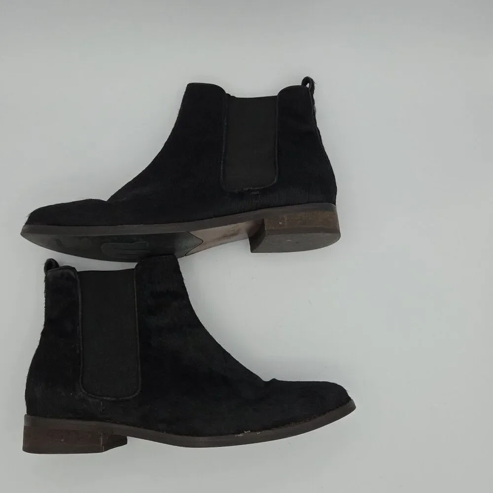 Maruti Black Calf Hair Chelsea Boots US Sz 8.5 EU Size 40 Block Heel EUC
